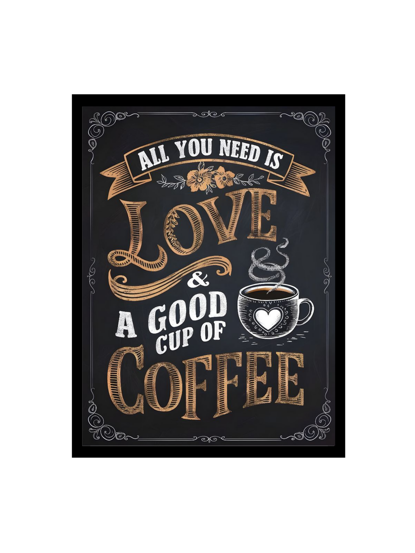 RangDeWalls© - "All You Need is a Good Cup Of" Motivational Quote Frame - A4 Black Picture Frame for Home & Office Decor - Pack of 1
