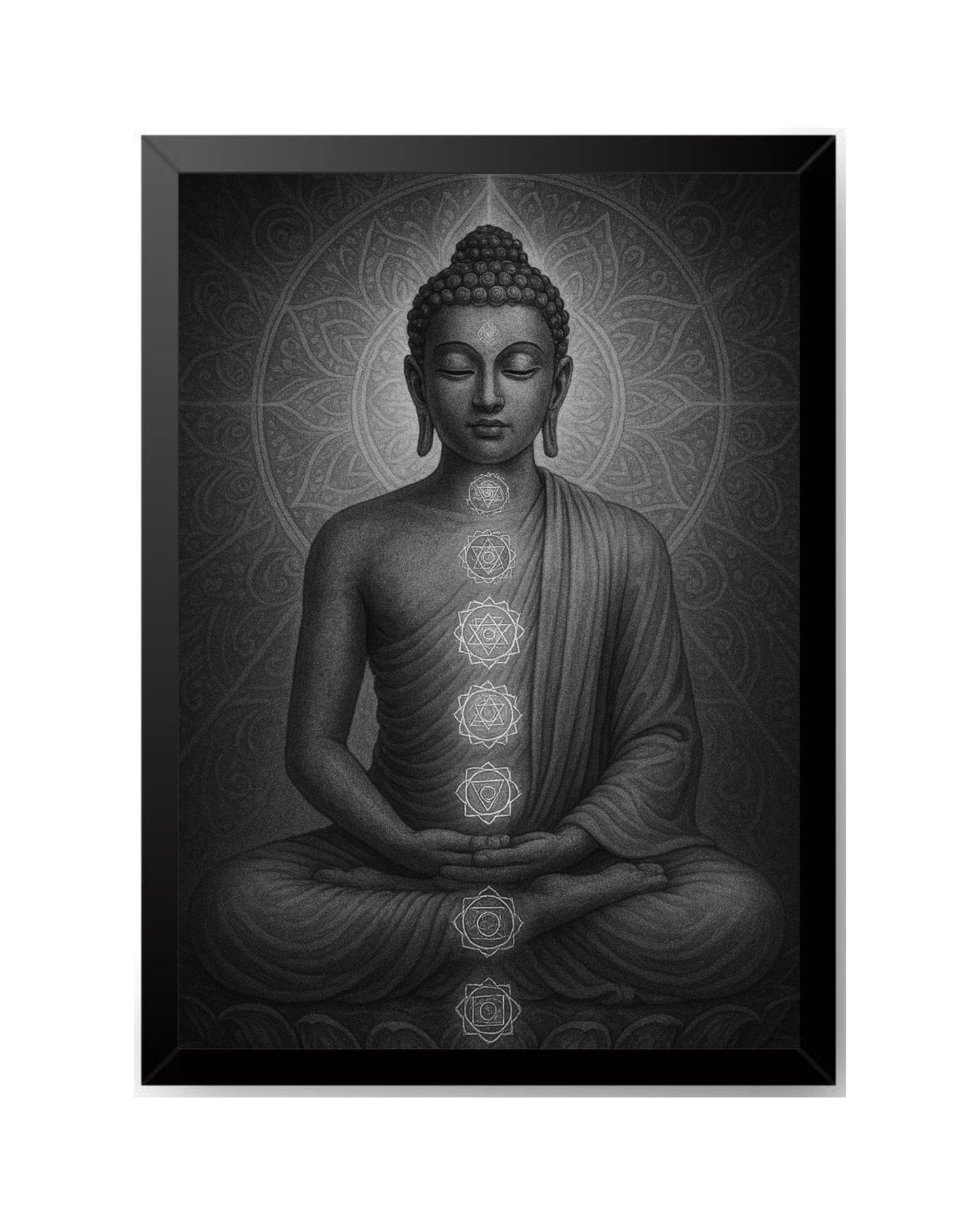 RangDeWalls© Buddha_Meditation A4 Wall Frame – Black Finish | Spiritual Wall Art for Home, Office & Meditation Room ( Size - 8 x 12 inches )