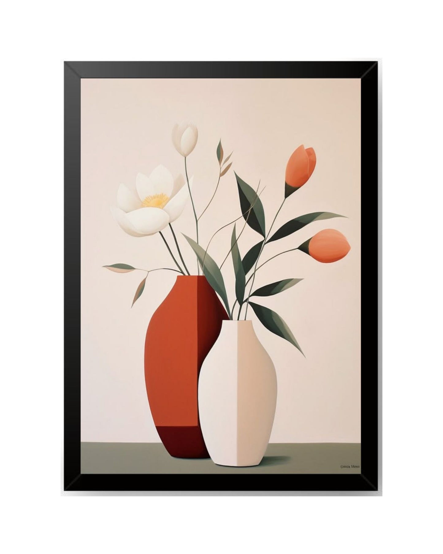 RangDeWalls© Abstract flower_vase_design A4 Wall Photo Frame – Modern Black Frame | Elegant Wall Art for Home, Office & Gifting ( Size - 8.3 x 11.7 inches ) - Pack of 1