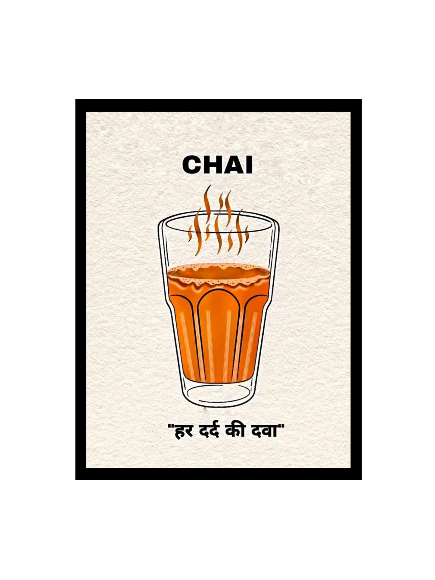 RangDeWalls© Quote Frame – “Chai Har Dard Ki Dawa” | A4 Size Wall Art in Black Frame for Home, Kitchen & Café Décor - Pack of 1