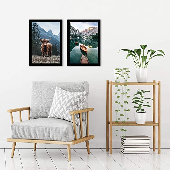 RangDeWalls© A3 Size Photo Frames 12x18 Inch | PVC & Acrylic Wall Frames for Home & Office Decoration ( Size - 12 x 18 Inches, Black ) - Set of 4