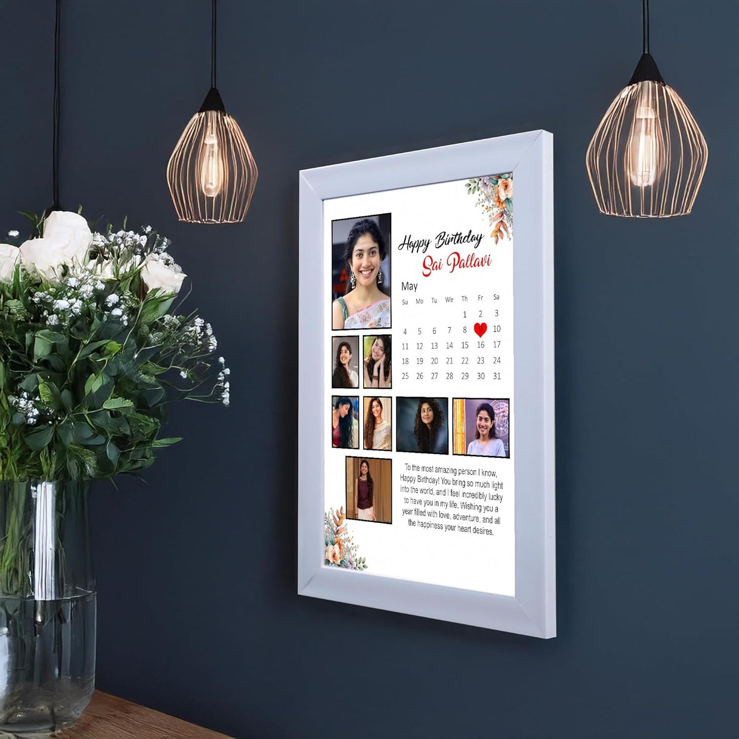 RangDeWalls© Customized A4 Size Calendar Photo Frame | Personalized Collage Wall Frame with Mount Board | Strong & Durable MDF | Laminated (Acrylic/Glossy/Matte/Glitter) | Ideal Gift for Home & Office Decor (8x12 Inch, Model 1)