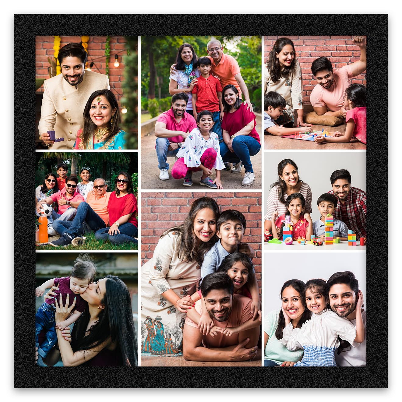 RangDeWalls© Customized Collage Photo Frames for Wall with Photo Upload for Couple, Family, Friends for Bedroom, Living Room and Gift, Set of 1 ( After order send photos on our Whatsapp. Contact through whatsapp help link on the website )