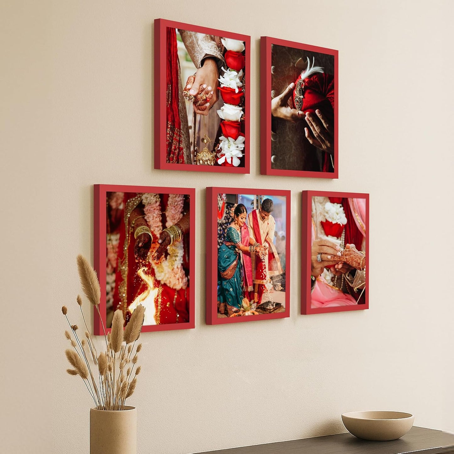 RangDeWalls© Classic A4 Set of 5 Blank Photo Frame ( Red, Size - 8.3 x 11.7 inch )