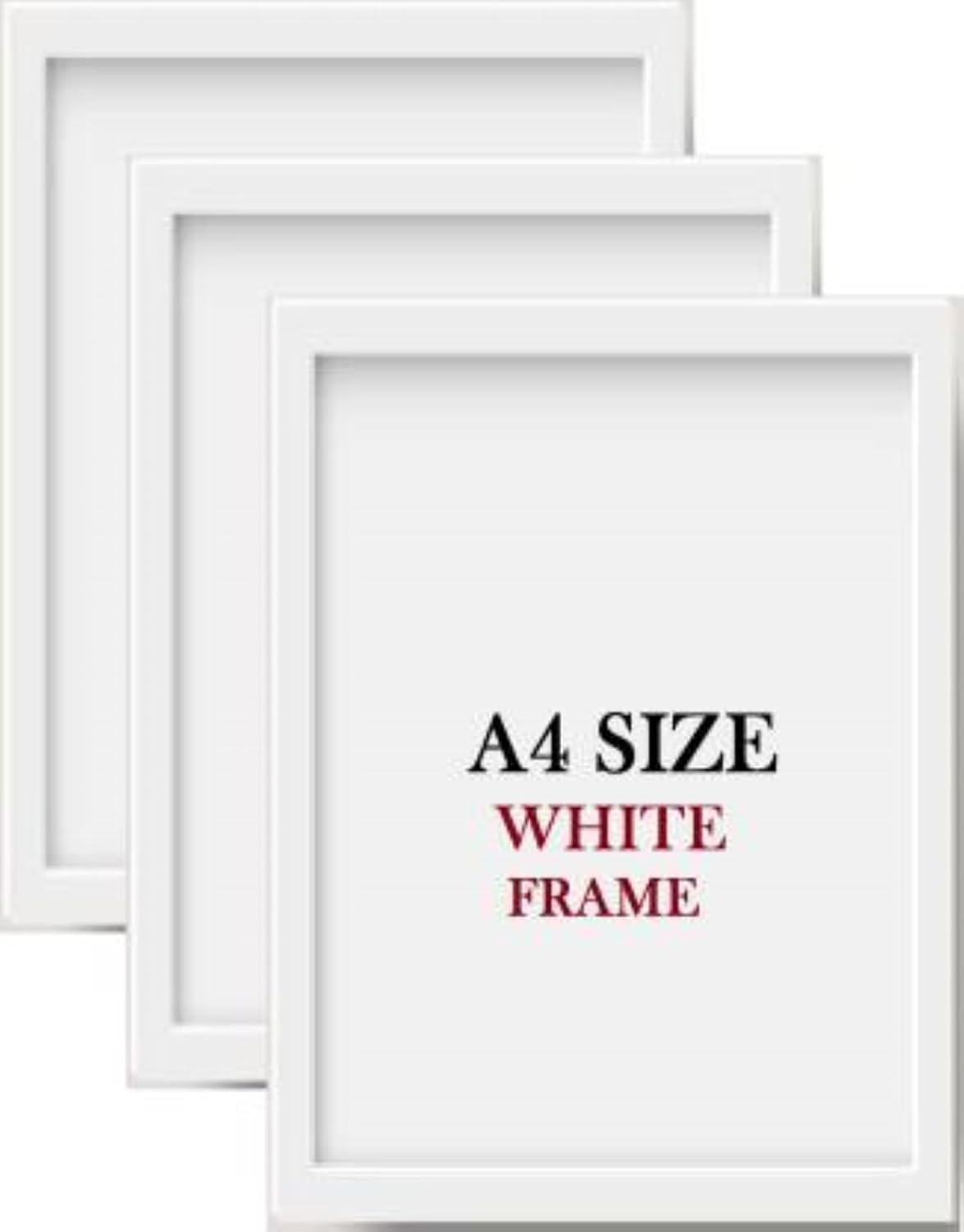 RangDeWalls A4 White Photo Frame – Rectangular Wall Mount Frames for Certificates, Pictures & Home Décor ( Size - 8x12 inch ) - Pack of 3