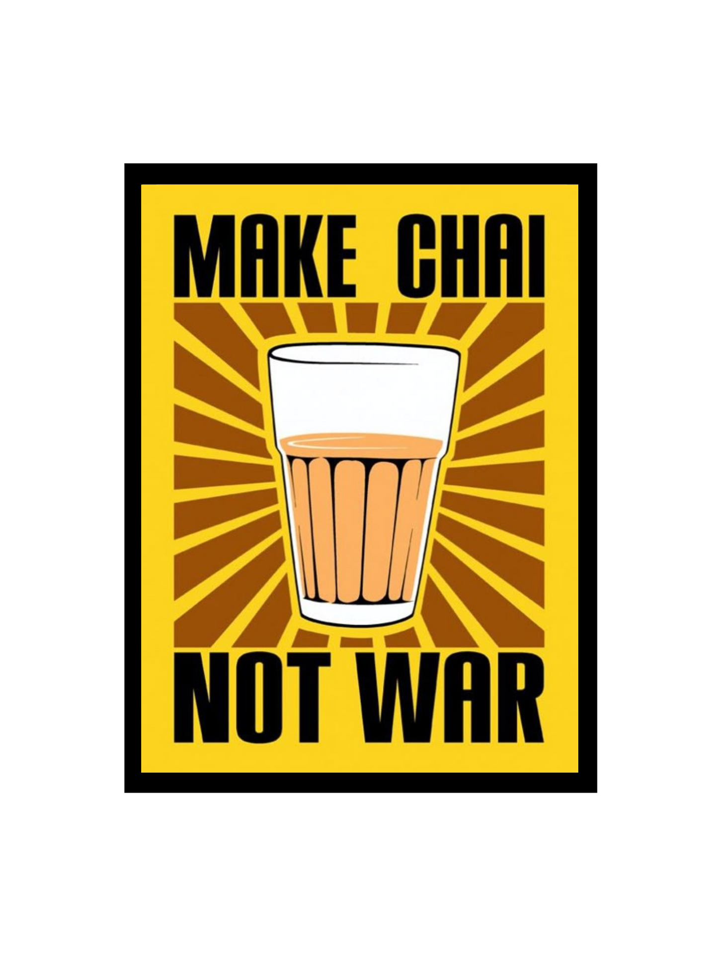 RangDeWalls© - "Make Chai Not War" Funny Quote Frame - A4 Black Picture Frame for Kitchen, Home & Office Decor - Pack of 1