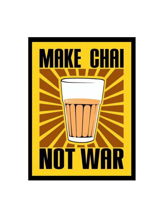 RangDeWalls© - "Make Chai Not War" Funny Quote Frame - A4 Black Picture Frame for Kitchen, Home & Office Decor - Pack of 1