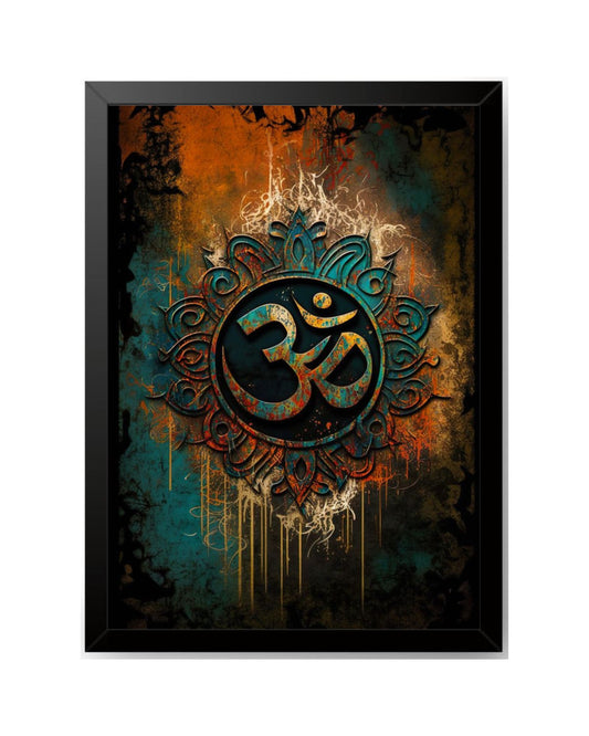 RangDeWalls© Om A4 Wall Frame – Black Finish | Devotional Spiritual Wall Art for Home, Office & Meditation Space ( Size - 8 x 12 inches )