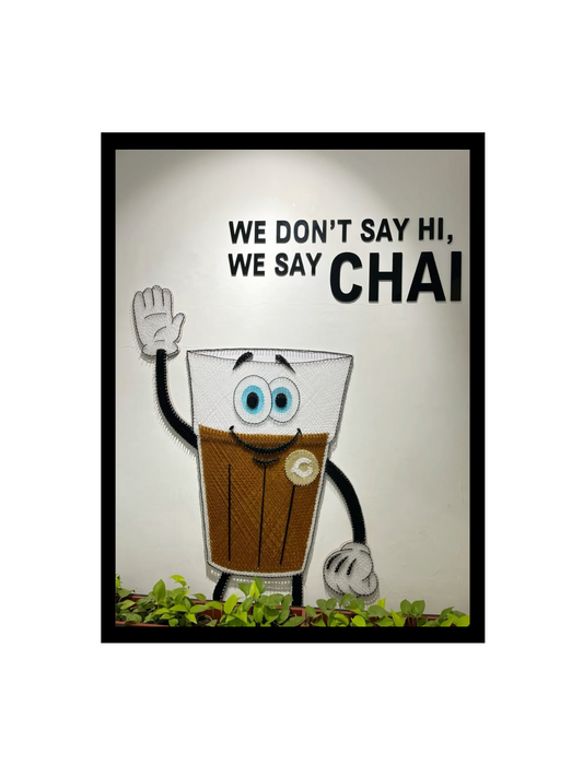 RangDeWalls© Motivational Quote Frame – "We Don’t Say Hi, We Say Chai" | A4 Size Wall Art in Black Frame for Home & Café Décor - Pack of 1