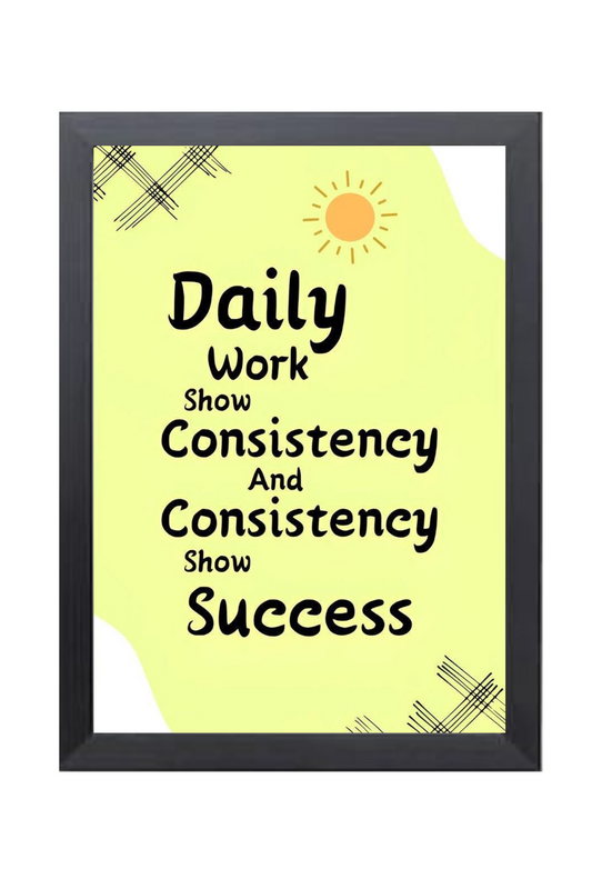 RangDeWalls© A4 Motivational Quote Photo Frame – Daily Work & Consistency Brings Success | Black Frame Wall Décor for Home, Office & Study
