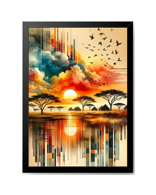 RangDeWalls A4 Abstract Art Frame – Elegant Black Border | Premium Wall Decor for Living Room, Bedroom & Workspace ( Size - 8.3 x 11.7 inches ) - Pack of 1