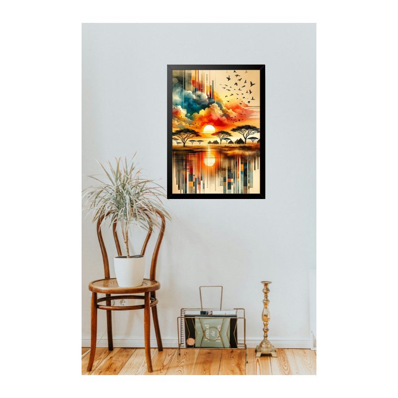 RangDeWalls A4 Abstract Art Frame – Elegant Black Border | Premium Wall Decor for Living Room, Bedroom & Workspace ( Size - 8.3 x 11.7 inches ) - Pack of 1