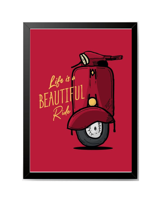 RangDeWalls© A4 Size Abstract Vintage_scooter Wall Frame – Black Finish | Minimalist Wall Art for Home, Hall & Professional Spaces ( Size - 8.3 x 11.7 inches ) - Pack of 1
