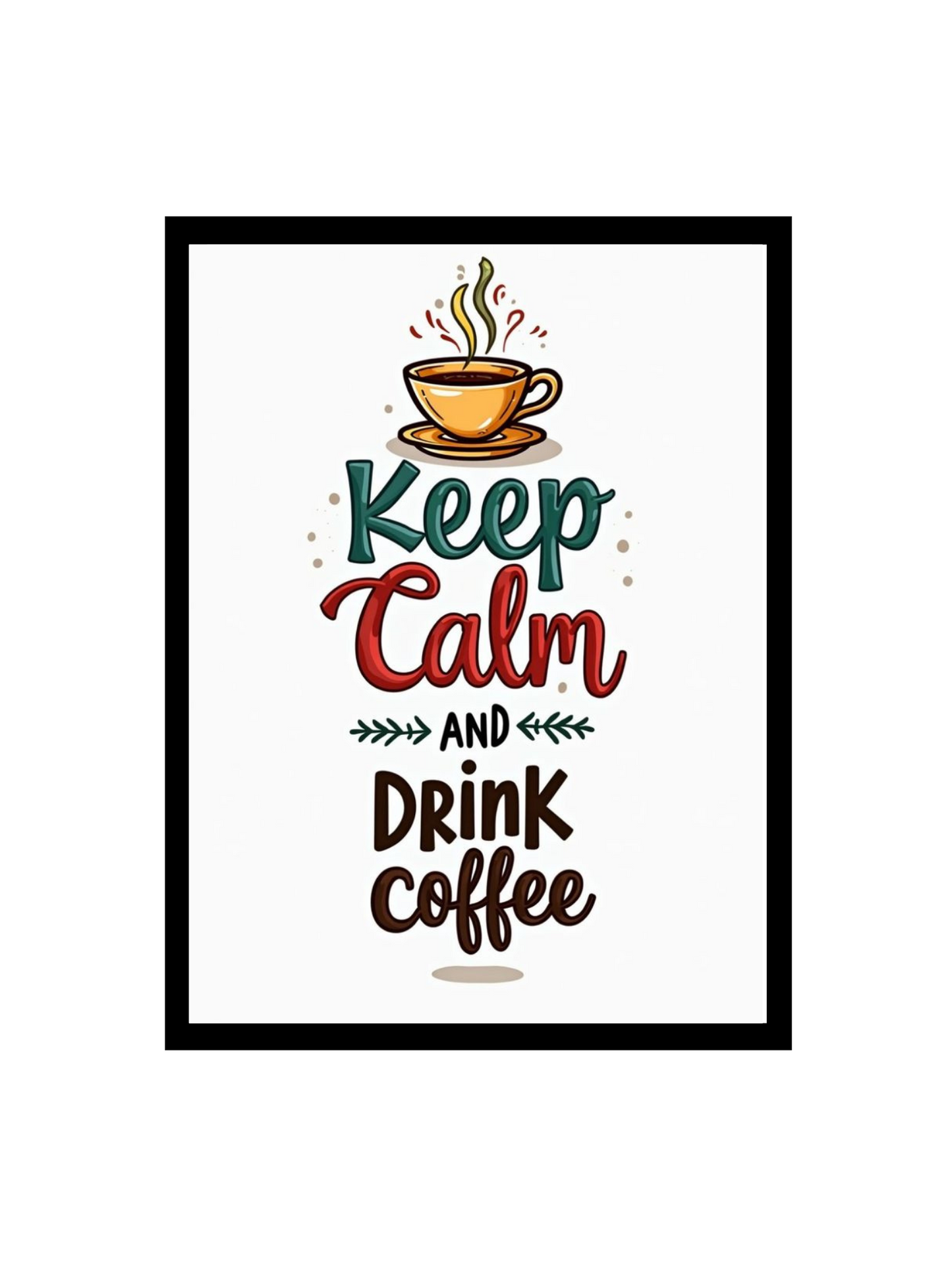 RangDeWalls© Quote Frame – "Keep Calm and Drink Coffee" | A4 Size Black Frame Wall Art for Kitchen, Café & Office Décor - Pack of 1