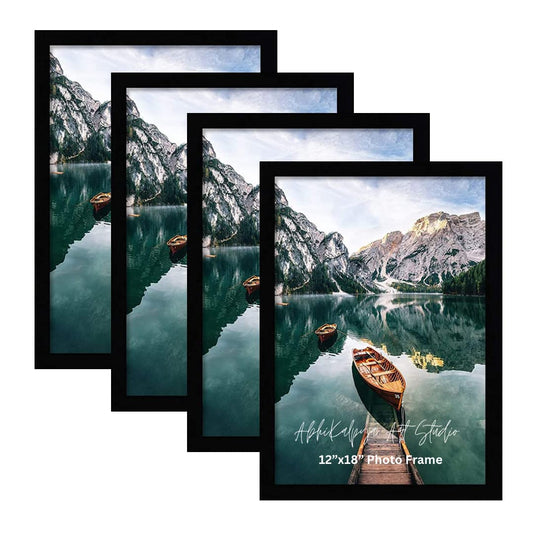 RangDeWalls© A3 Size Photo Frames 12x18 Inch | PVC & Acrylic Wall Frames for Home & Office Decoration ( Size - 12 x 18 Inches, Black ) - Set of 4