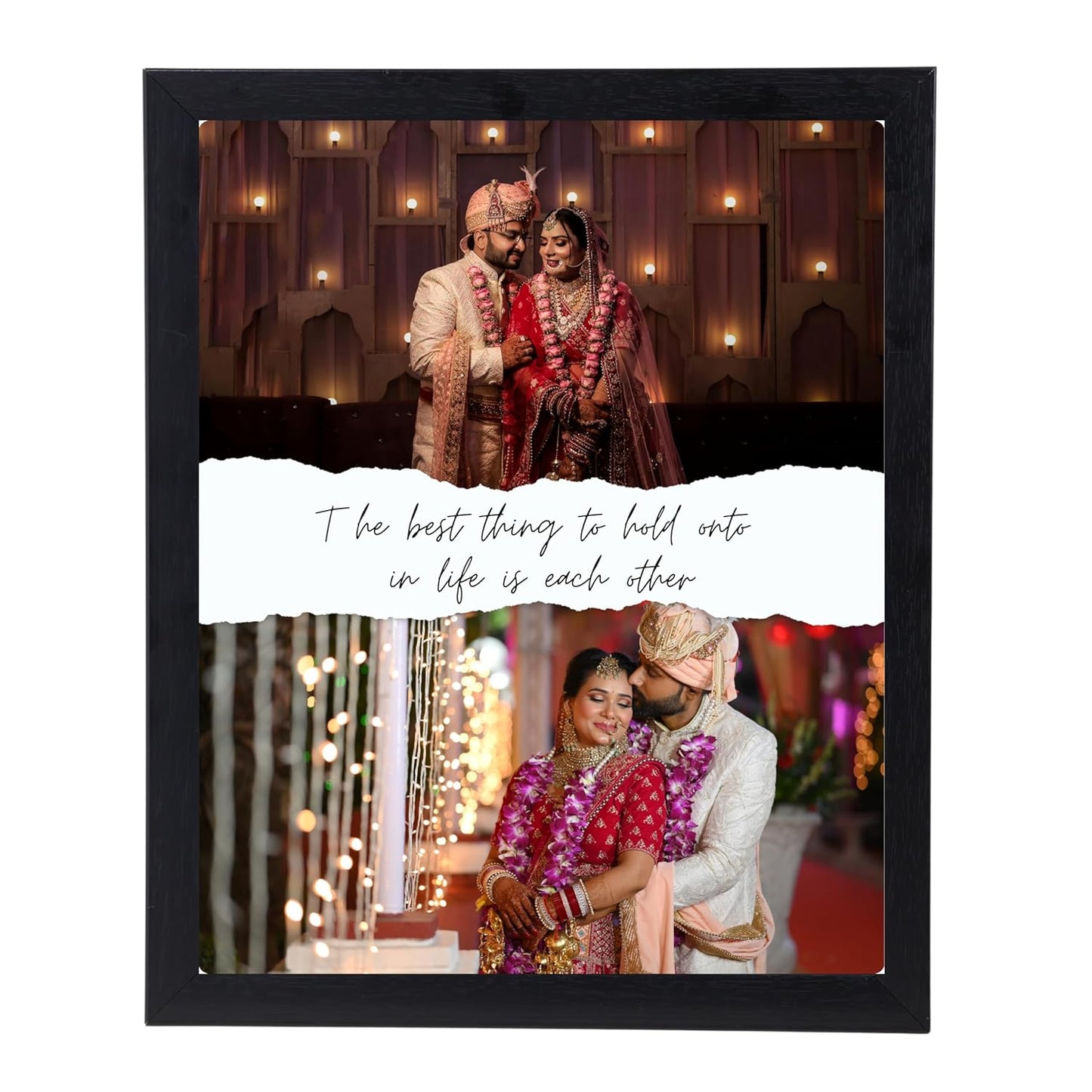 RangDeWalls© Personalized Photo Frame – Black PVC Collage Frame with Custom Photos & Text, Ideal Gift for Anniversary, Birthday & Special Occasions - Pack of 1