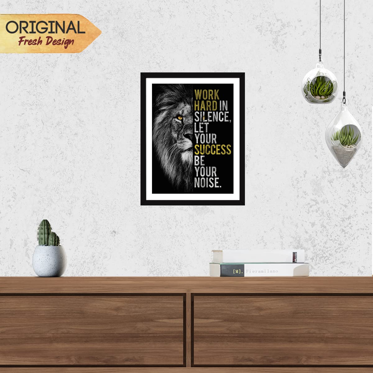 RangDeWalls© Motivational Wall Frame – Hard Work Quote Poster with Acrylic Cover, A4 Size - 8x12 Inch Success Wall Art for Home, Office & Study Room - Pack of 1
