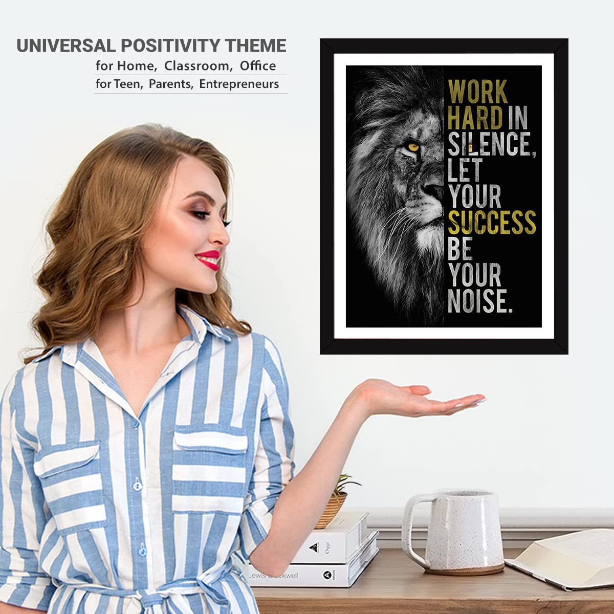 RangDeWalls© Motivational Wall Frame – Hard Work Quote Poster with Acrylic Cover, A4 Size - 8x12 Inch Success Wall Art for Home, Office & Study Room - Pack of 1
