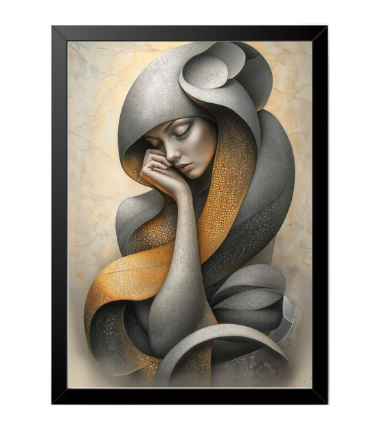RangDeWalls© Girl_Art_Wall_Painting ( Abstract, A4 size - 8"x12" inch ) - Pack of 1