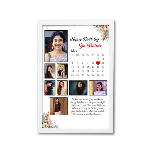 RangDeWalls© Customized A4 Size Calendar Photo Frame | Personalized Collage Wall Frame with Mount Board | Strong & Durable MDF | Laminated (Acrylic/Glossy/Matte/Glitter) | Ideal Gift for Home & Office Decor (8x12 Inch, Model 1)