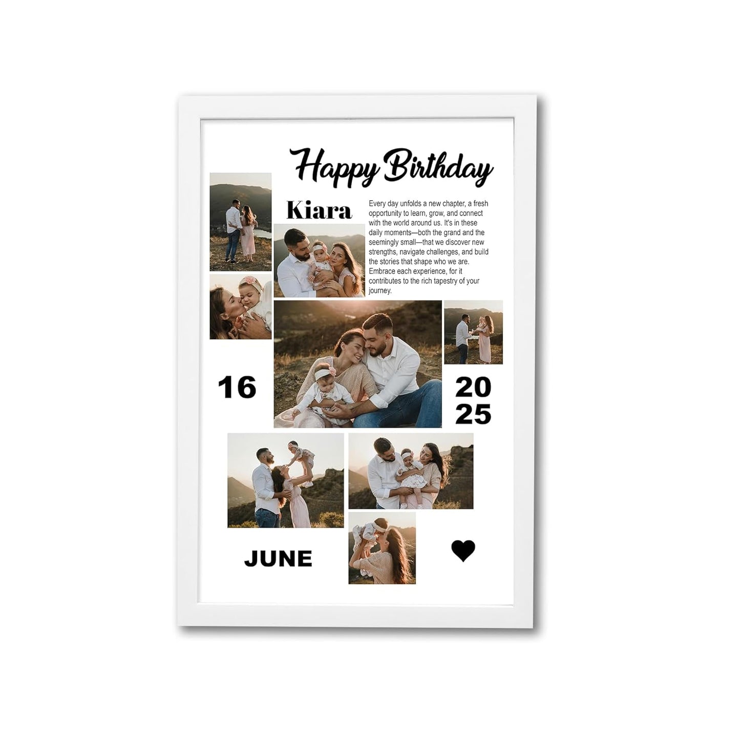 RangDeWalls© Customized A4 Size Calendar Photo Frame | Personalized Collage Wall Frame with Mount Board | Strong & Durable MDF | Laminated (Acrylic/Glossy/Matte/Glitter) | Ideal Gift for Home & Office Decor (8x12 Inch, Model 3)