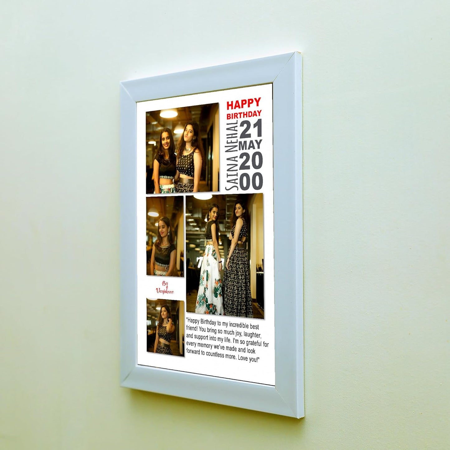 RangDeWalls© Customized A4 Size Calendar Photo Frame | Personalized Collage Wall Frame with Mount Board | Strong & Durable MDF | Laminated (Acrylic/Glossy/Matte/Glitter) | Ideal Gift for Home & Office Decor (8x12 Inch, Model 4)