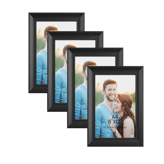 RangDeWalls© Premium Bold Edge A4 Size Photo Frame For Wall Set of 4 Black Cave Picture Frame, Size - 8x12 Inches