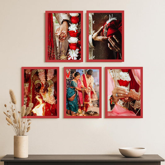 RangDeWalls© Classic A4 Set of 5 Blank Photo Frame ( Red, Size - 8.3 x 11.7 inch )