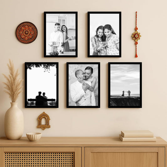 RangDeWalls© Classic A4 Set of 5 Blank wall mounted Photo Frame ( Black, Size - 8.3 x 11.7 inch )