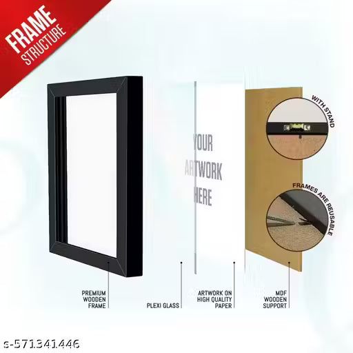 RangDeWalls© A4 Size Photo Frames | Premium PVC & Acrylic Black Frames | Wall Mount Rectangular Frames | Home & Office Wall Decor ( Size - 8 x 12 inches, Black ) - Set of 12