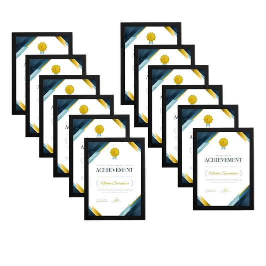 RangDeWalls© A4 Size Photo Frames | Premium PVC & Acrylic Black Frames | Wall Mount Rectangular Frames | Home & Office Wall Decor ( Size - 8 x 12 inches, Black ) - Set of 12